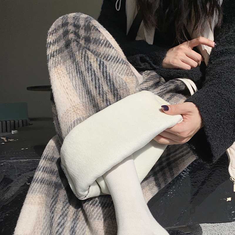 チェックパンツあったか 裏起毛チェックパンツ おしゃれテーパード