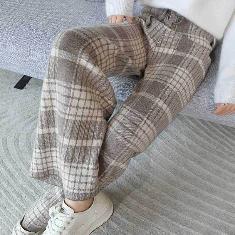 チェックパンツ カジュアルチェックワイドパンツ