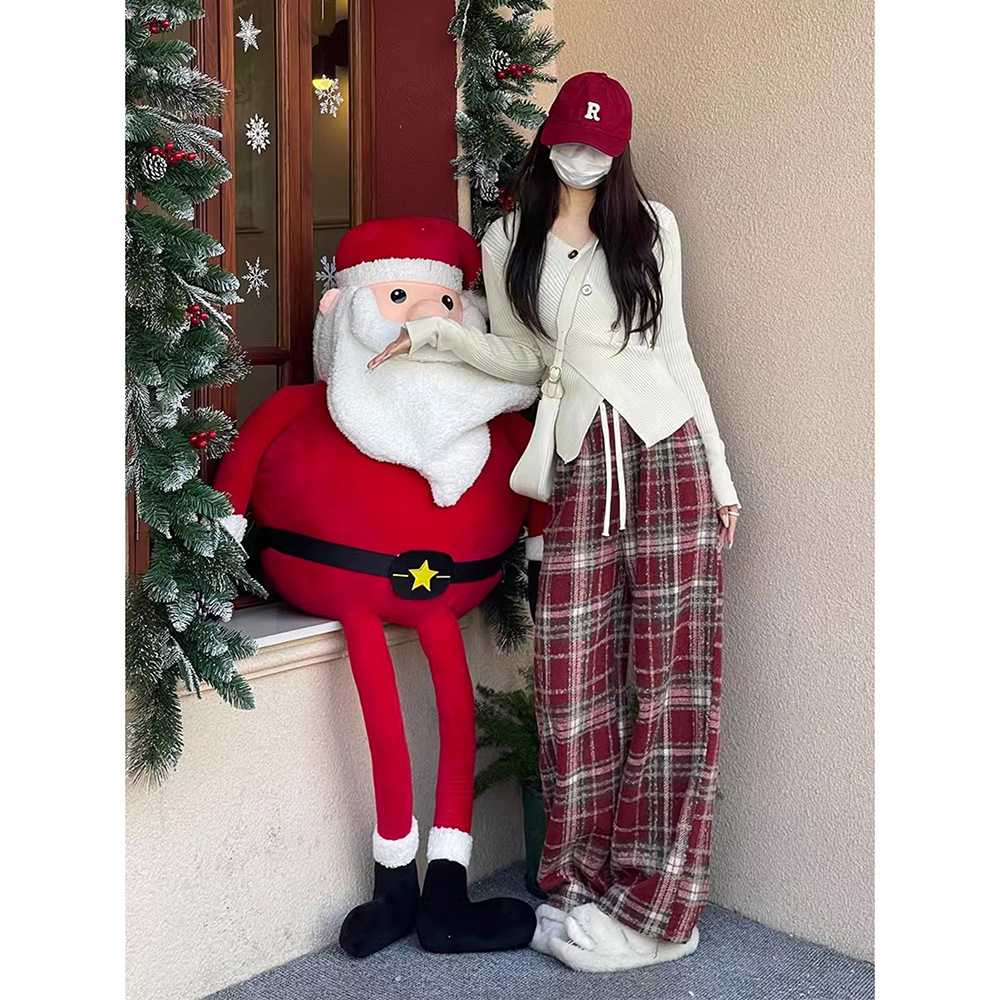 チェックパンツ もこもこチェックワイドパンツ