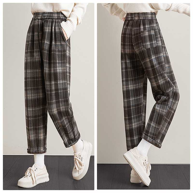 チェックパンツ ゆったりシルエット チェック柄テーパードパンツ