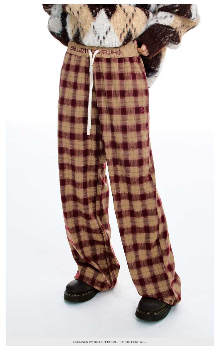チェックパンツ ゆったりチェックワイドパンツ