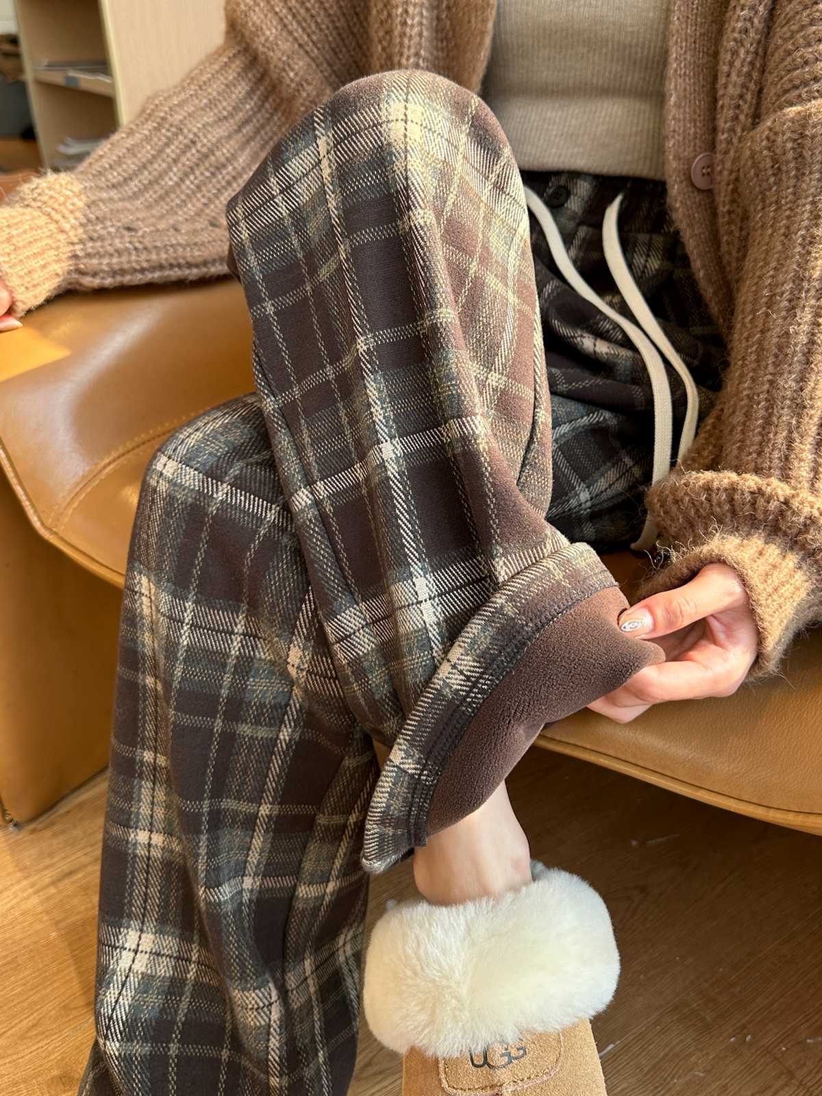 チェックパンツあったか起毛タータンチェックパンツ