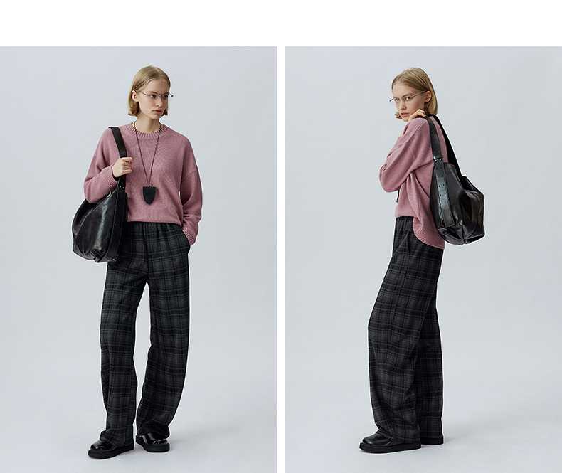 チェックパンツワイドシルエット タータンチェックパンツ