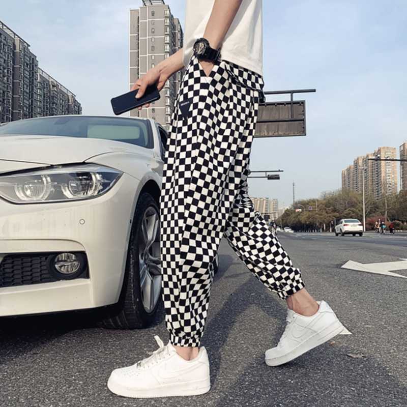 チェックパンツ ストリート系チェック柄ワイドパンツ