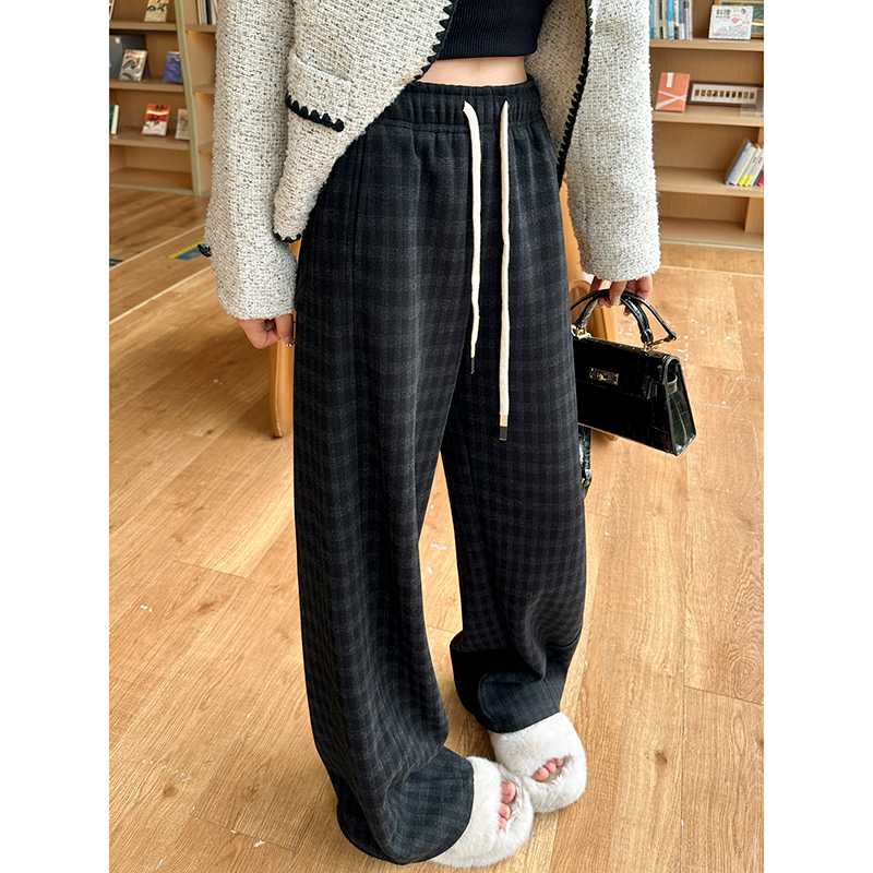 チェックパンツ ゆったりチェック柄リラックスパンツ