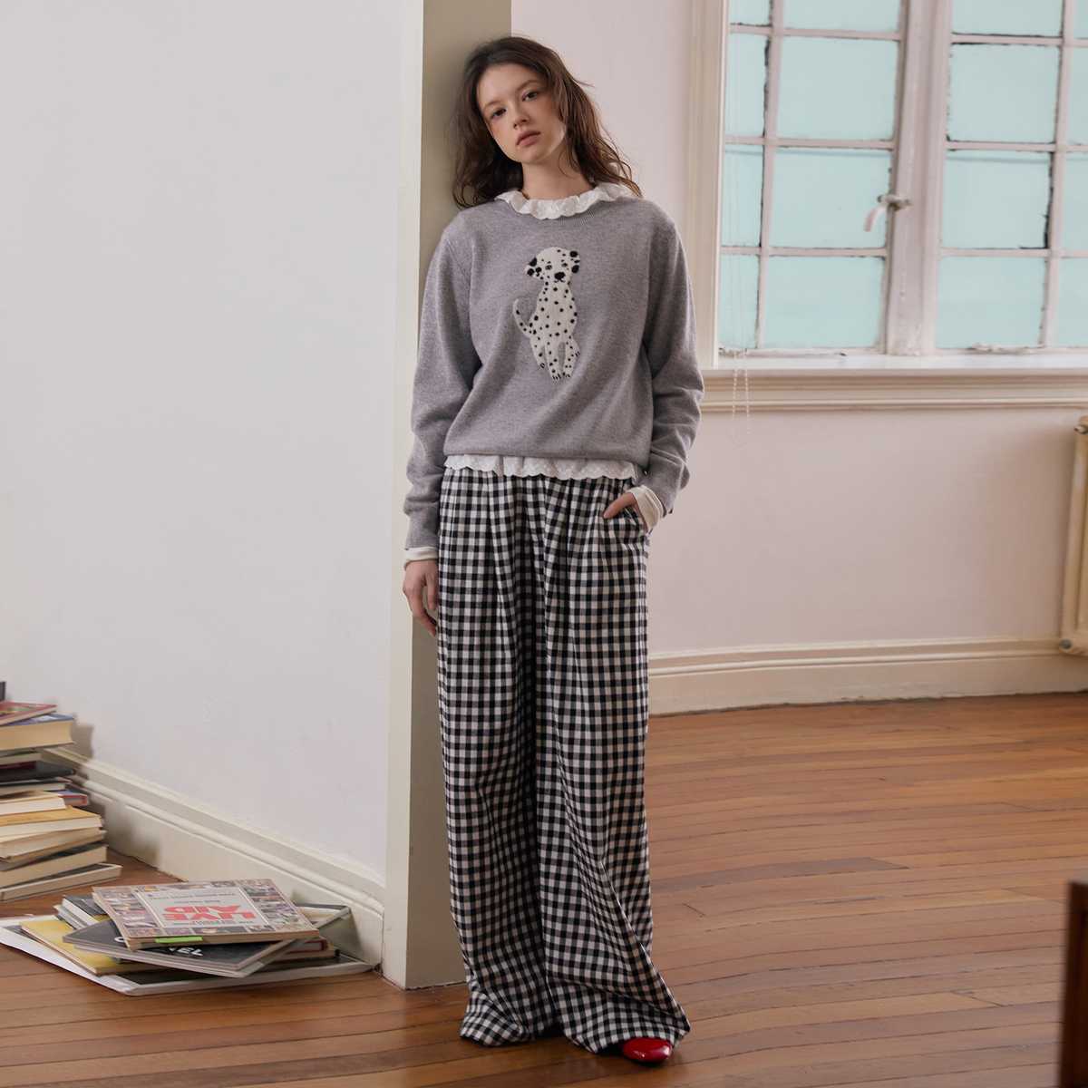 チェックパンツ ゆったりチェックリラックスパンツ