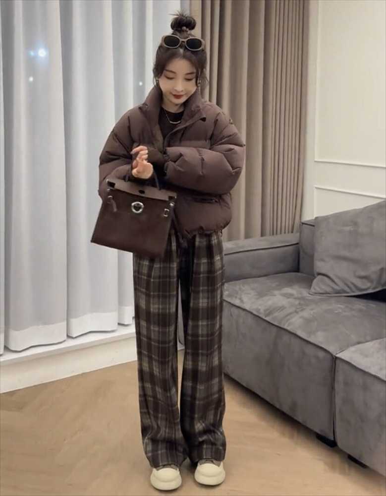 チェックパンツ クラシカルチェックワイドパンツ