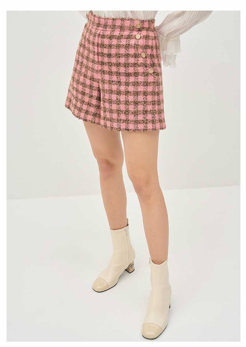 チェックパンツ ツイード調チェックショートパンツ