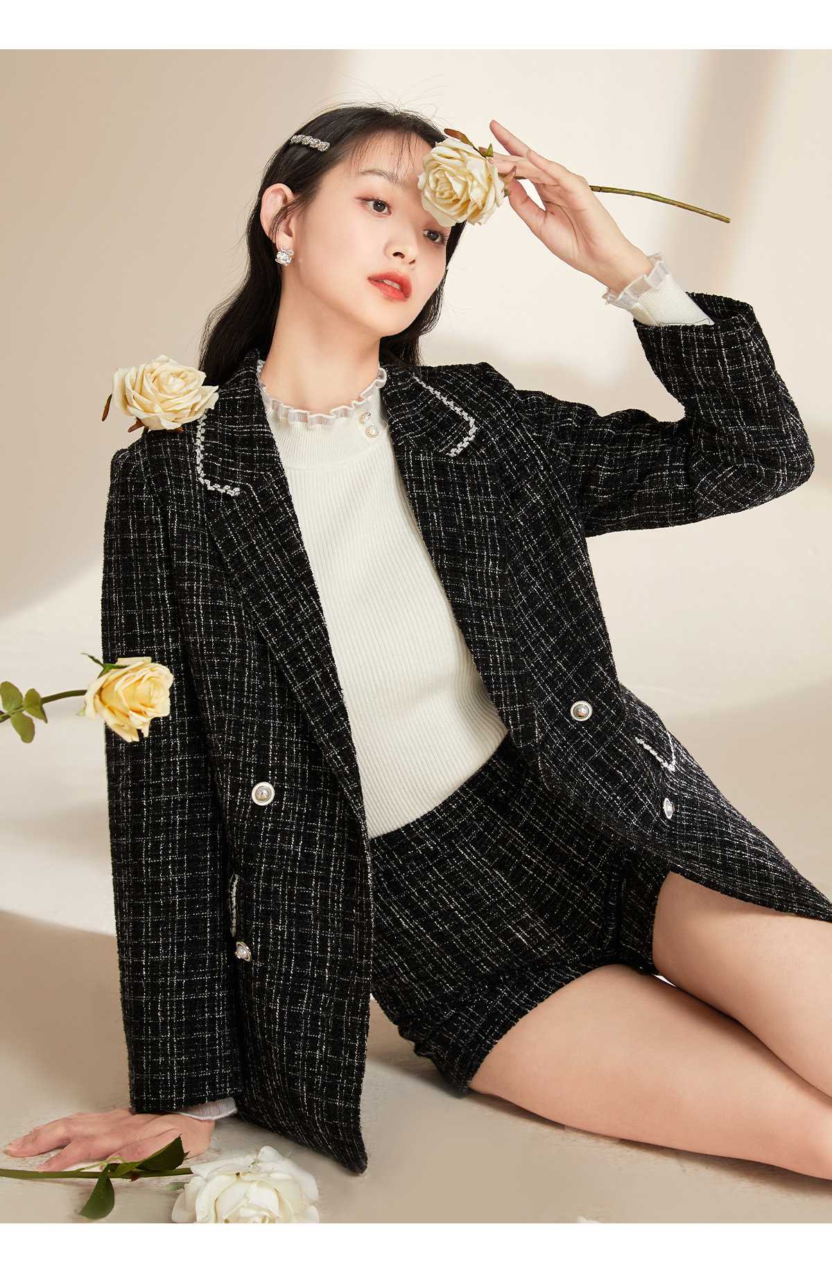 チェックパンツ ツイード調ショートパンツ