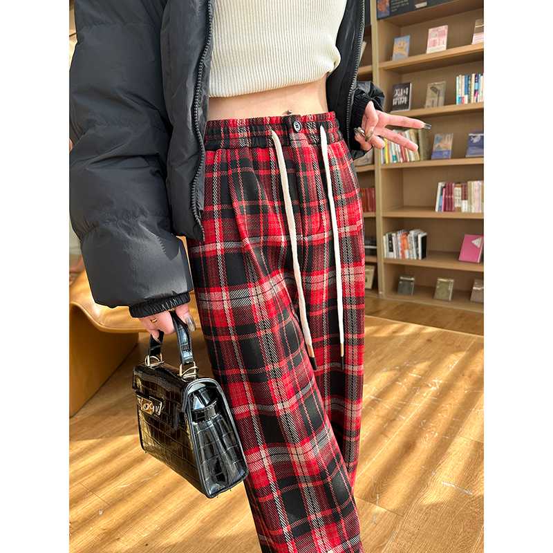 チェックパンツ　おしゃれ感溢れる リラックスパンツ