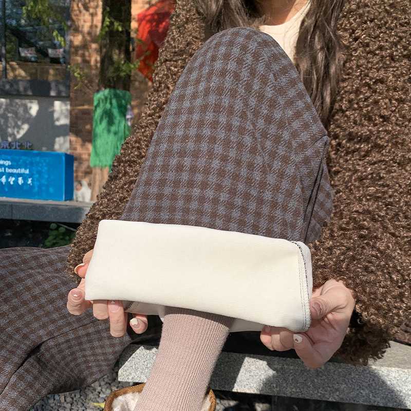 チェックパンツ ゆったりチェック柄ストレートパンツ