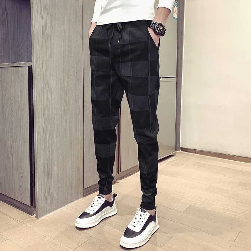 チェックパンツ モダンチェック ウエスト紐 スキニーパンツ