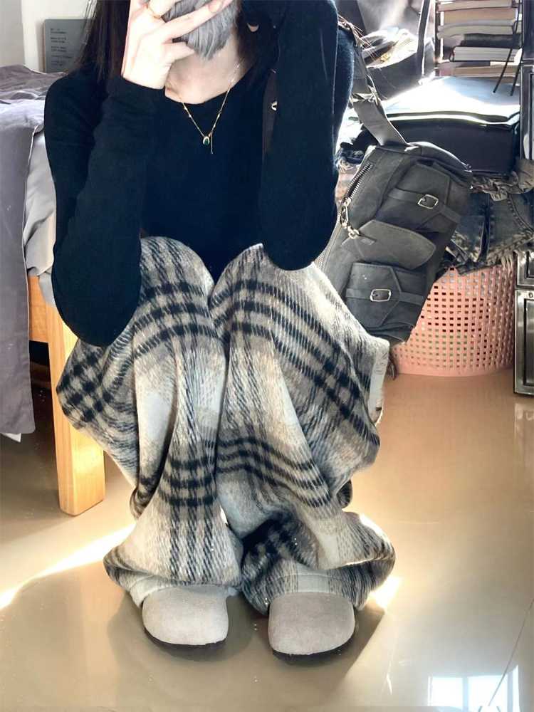 チェックパンツ ふんわりタータンワイドパンツ