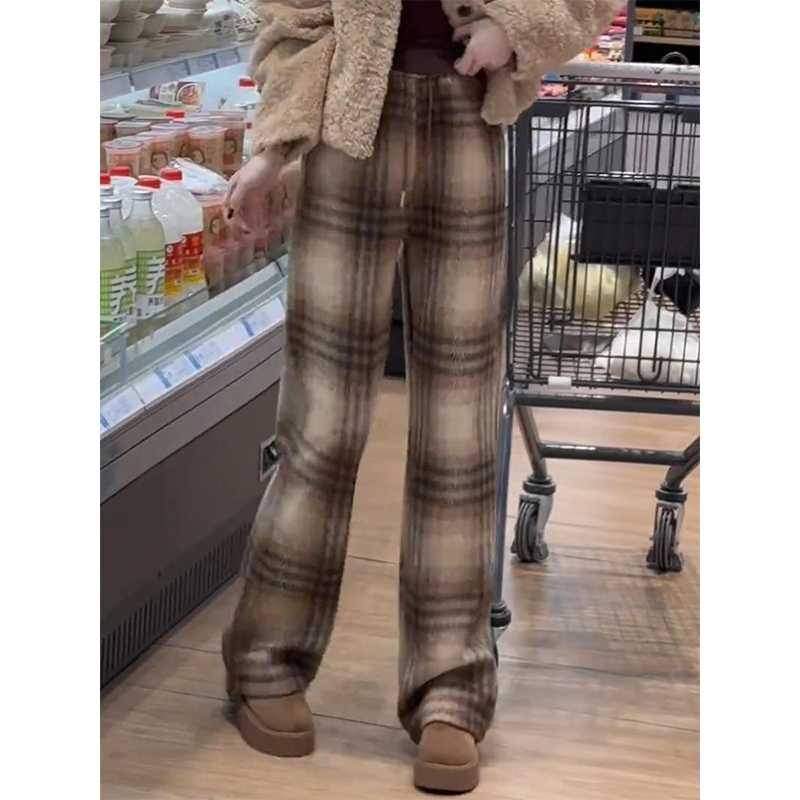 チェックパンツ お出かけタータンチェックワイドパンツ