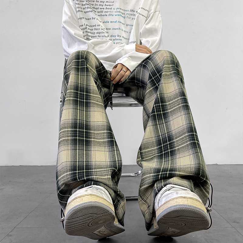 チェックパンツ ゆったりタータンチェックワイドパンツ