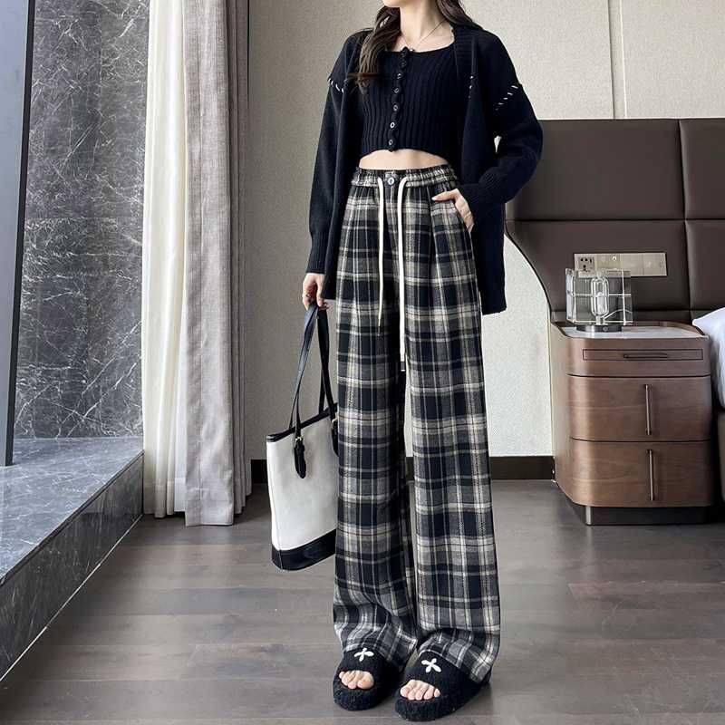 チェックパンツ ゆったりタータン チェック ロングパンツ