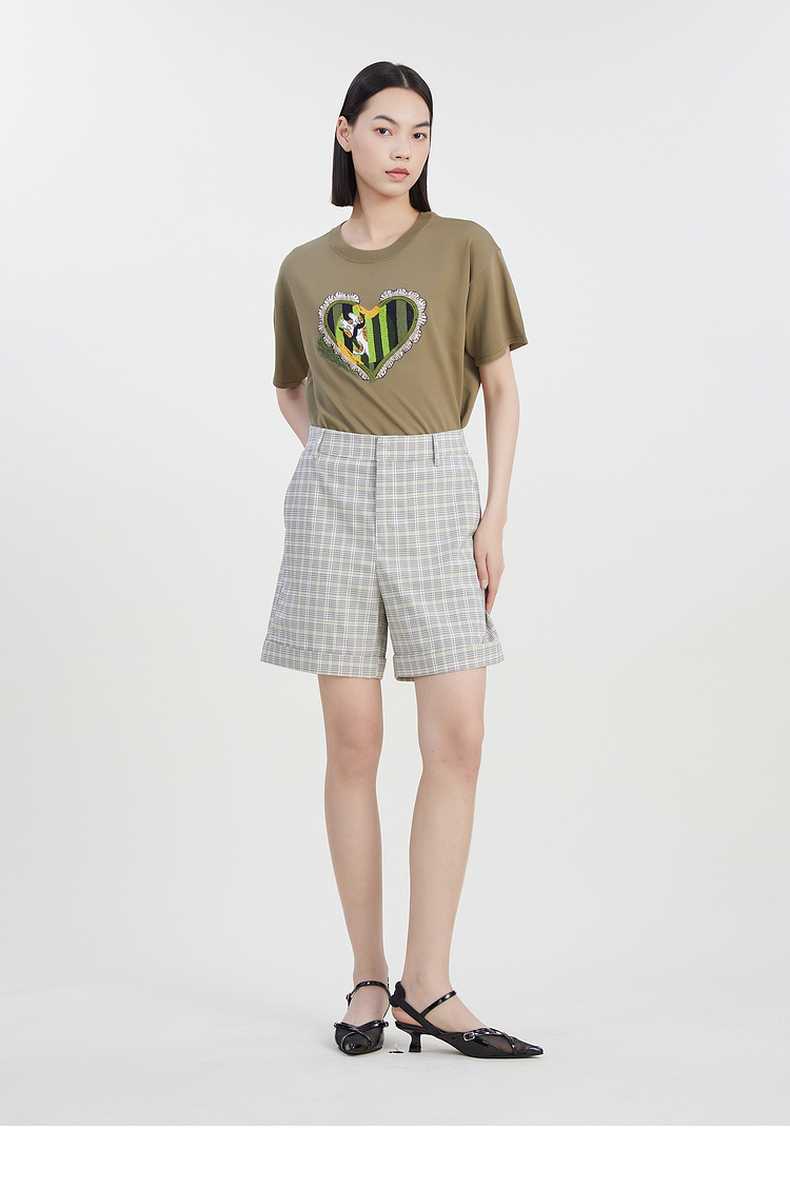 チェックパンツ ショート クラシック格子柄ゆったりショートパンツ