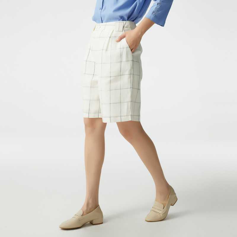 チェックパンツ ショート 格子模様入りすっきりショートパンツ
