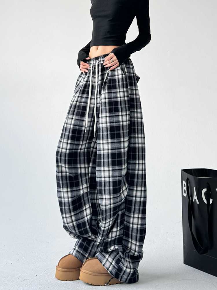 チェックパンツ チェックパンツ 伝統格子ゆったりバルーンパンツ