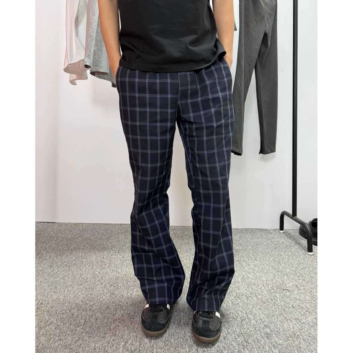 チェックパンツ ゆったりシルエットチェック柄ワイドパンツ