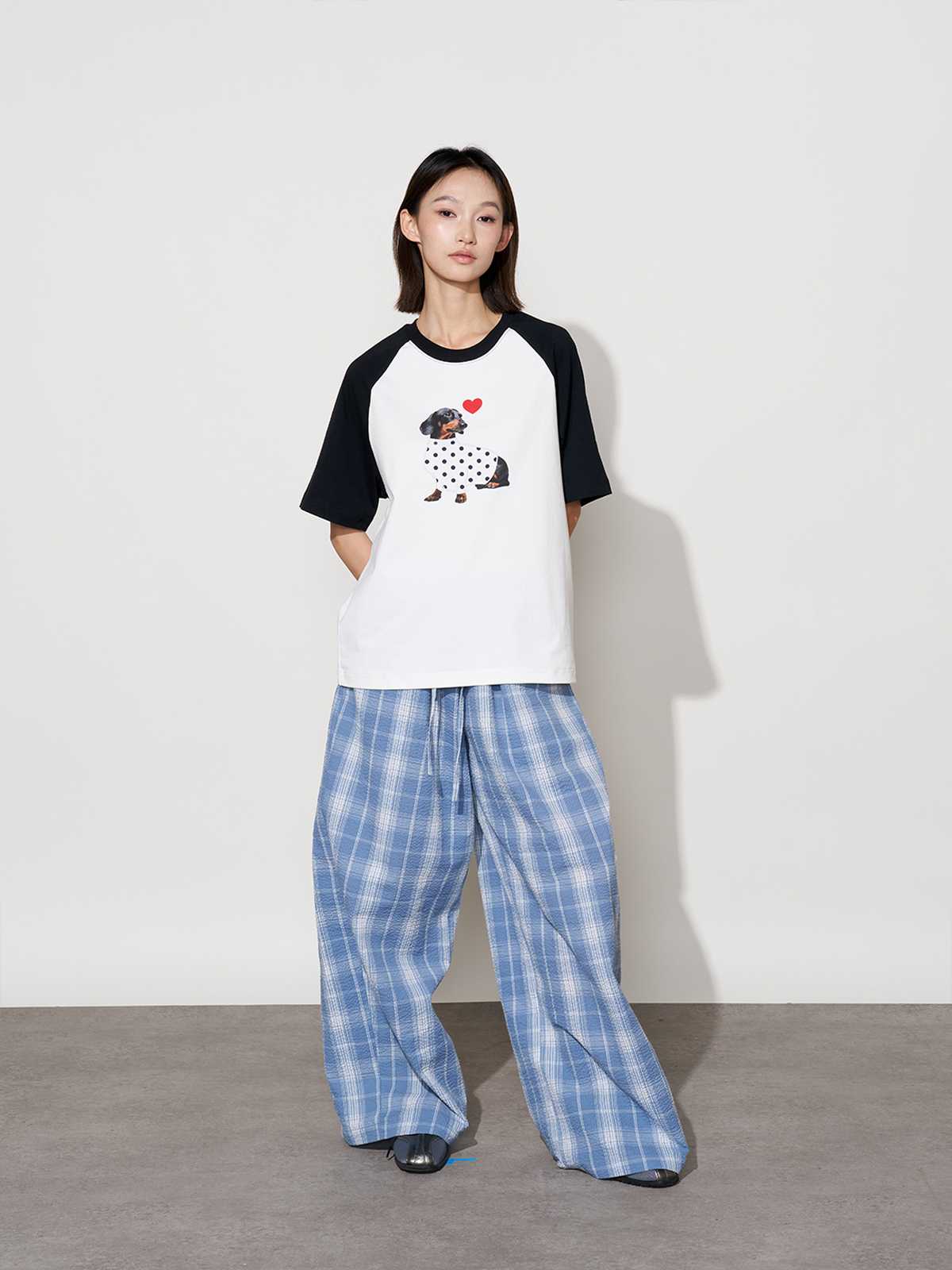 チェックパンツ 爽やかワイドシルエットパンツ