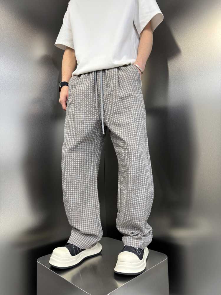 チェックパンツ 格子柄リラックスワイドパンツ