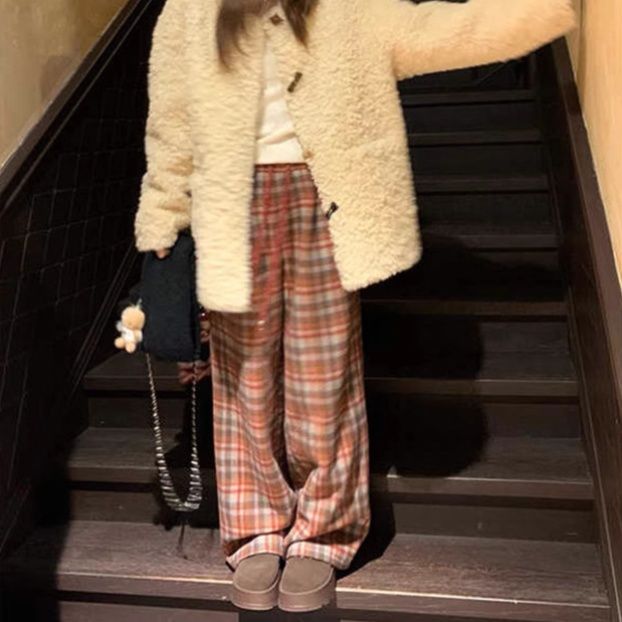 チェックパンツ ゆったりギンガムルーズパンツ