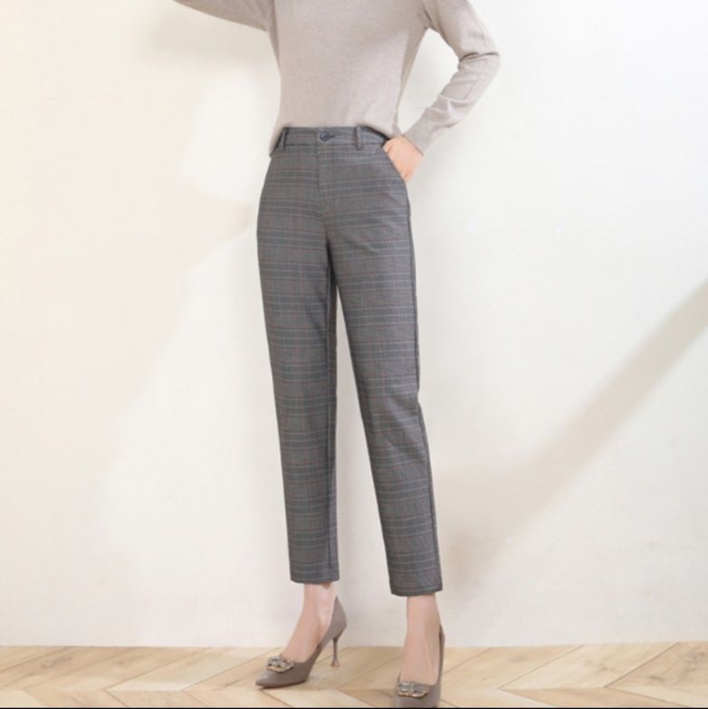 チェックパンツ グレー 上質感あふれる洗練チェック柄パンツ