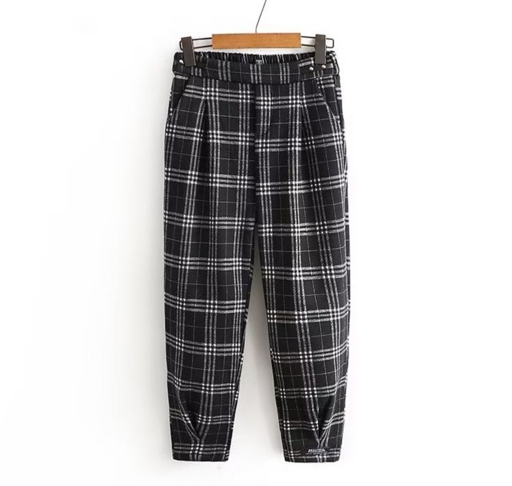 チェックパンツ ベルト付きテーパードパンツ