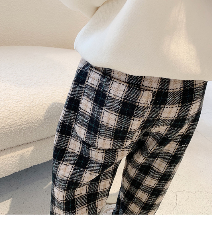 チェックパンツ 韓国風子供服女の子男の子裏起毛チェック柄パンツ