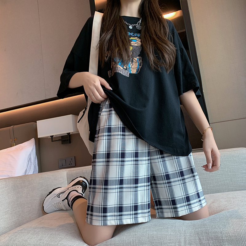 チェックパンツ ゆったりシルエット チェック ショート パンツ