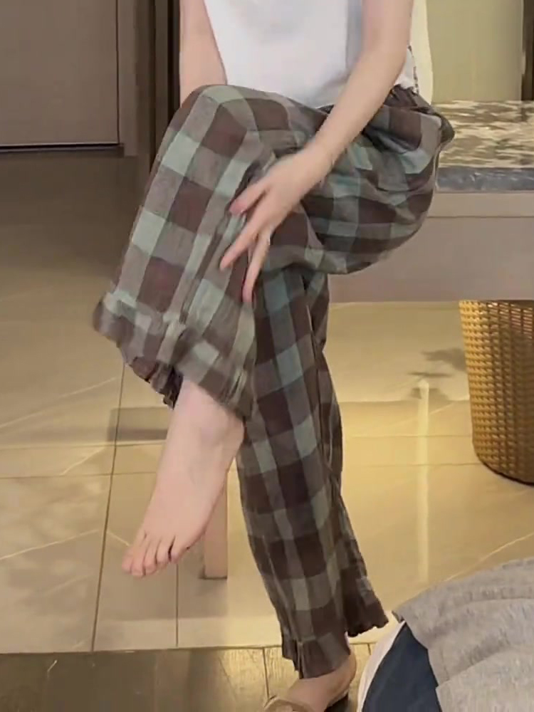 チェックパンツゆったりタータンチェックパンツ