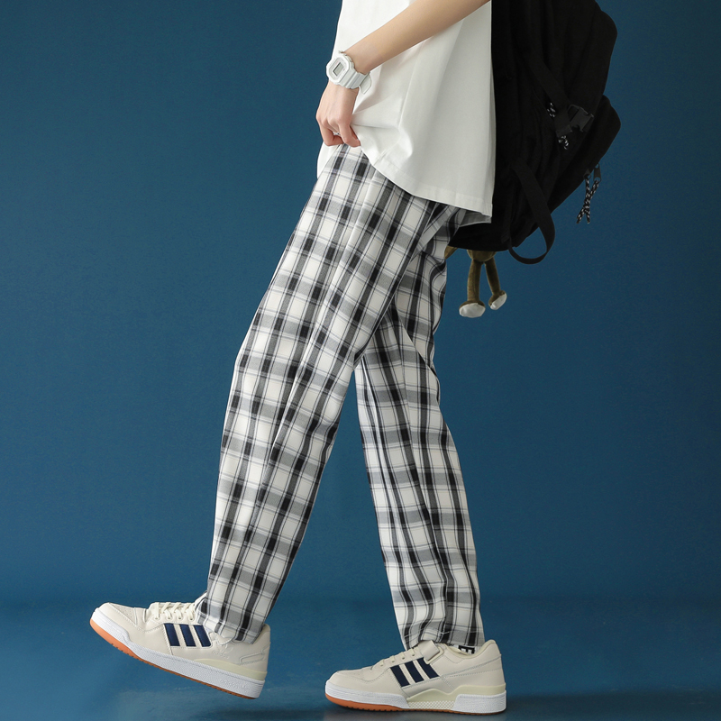 チェックパンツ チェックパンツ 伝統格子のゆったり美脚パンツ