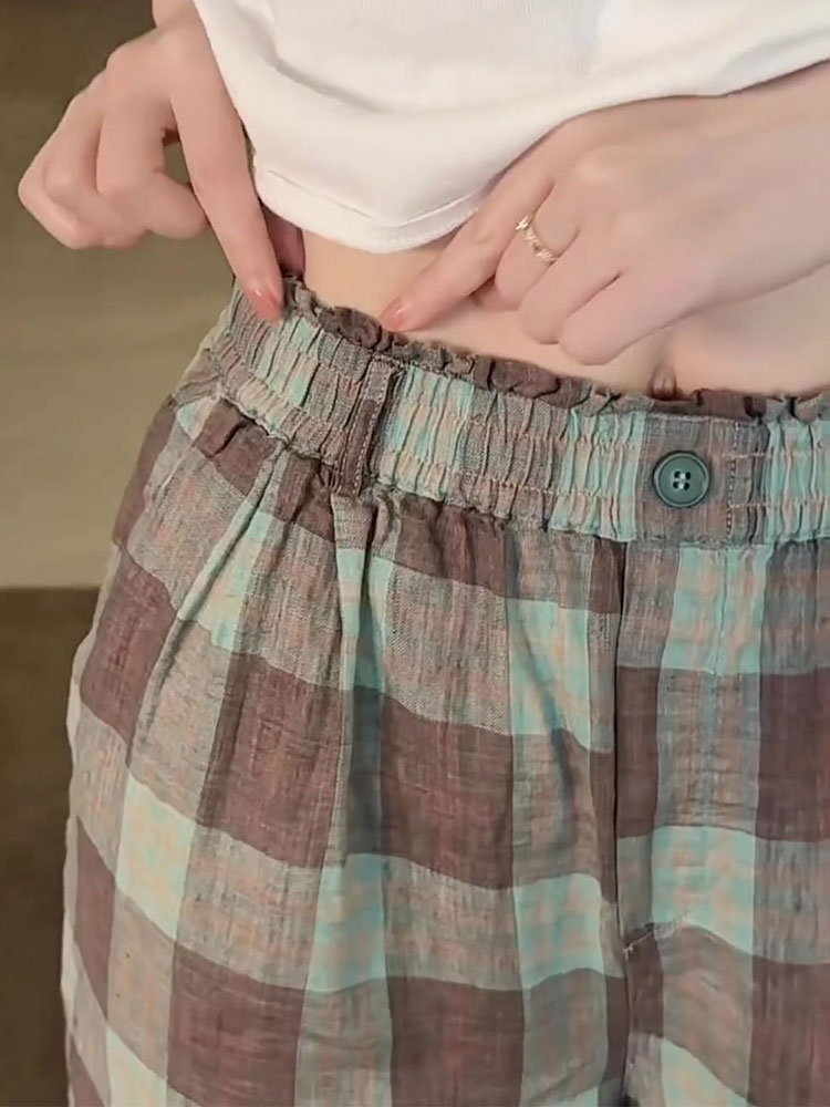 チェックパンツゆったりタータンチェックパンツ