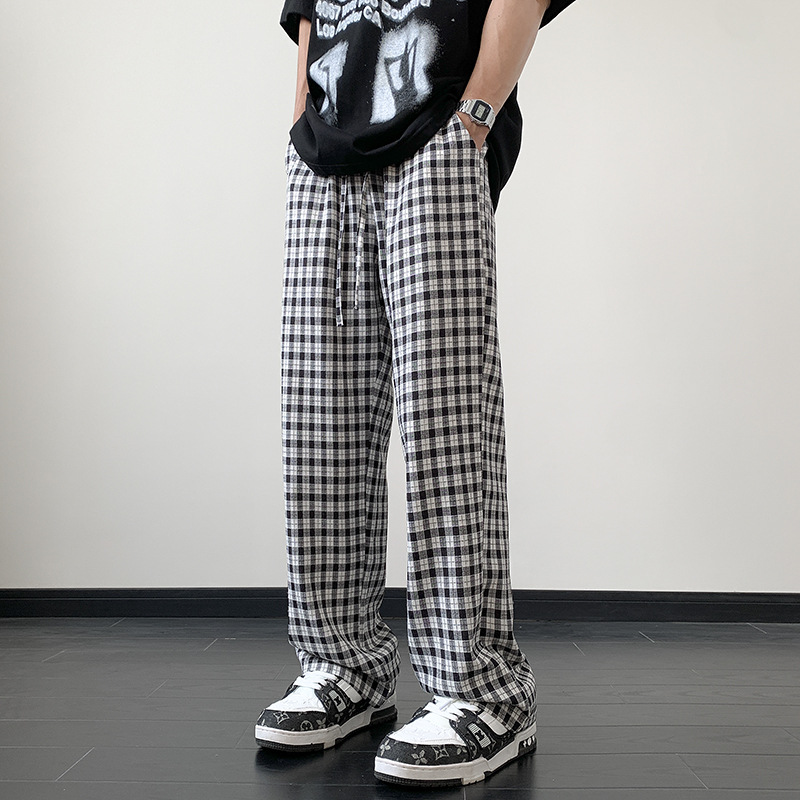 チェックパンツ ゆったりチェックワイドパンツ