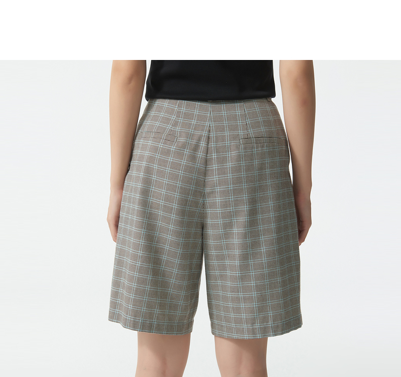 チェックパンツ ショート きれいめチェック柄ショートパンツ