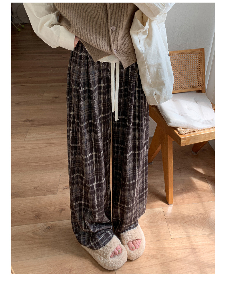 チェックパンツ ゆったりチェックワイドパンツ