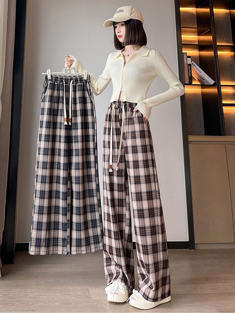 チェックパンツ チェックパンツ 伝統格子ゆったりワイドパンツ