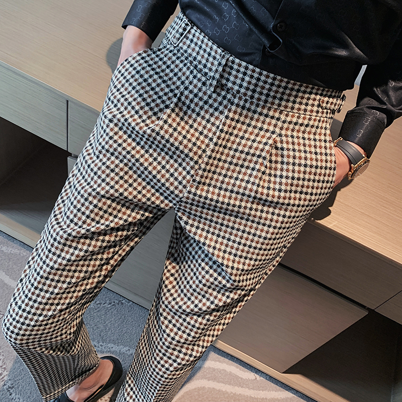 チェックパンツ クラシカル格子柄スラックス