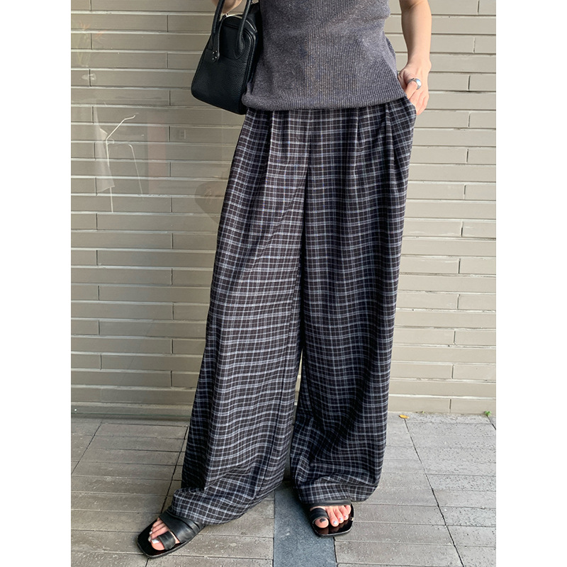 チェックパンツ ゆったりワイドタータン