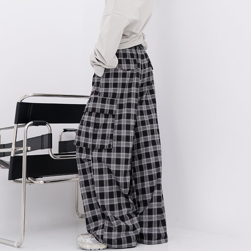 チェックパンツ ゆったりシルエット タータンチェックカーゴパンツ