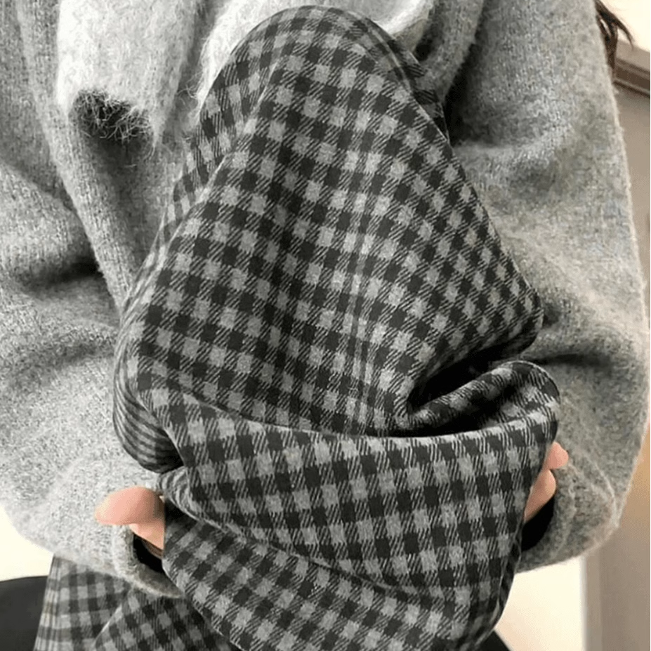 チェックパンツ ゆったりチェック柄ワイドパンツ