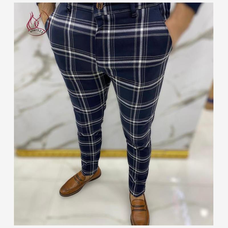 チェックパンツ チェックパンツ 洗練格子柄スリムテーパードパンツ