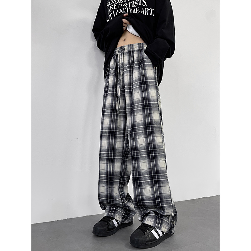 チェックパンツ ゆったりタータンチェックワイドパンツ
