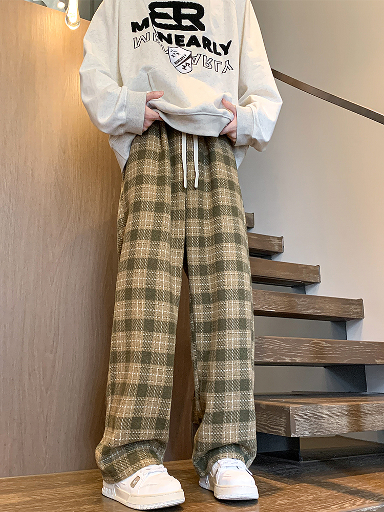 チェックパンツ ゆったりタータンチェックワイドパンツ