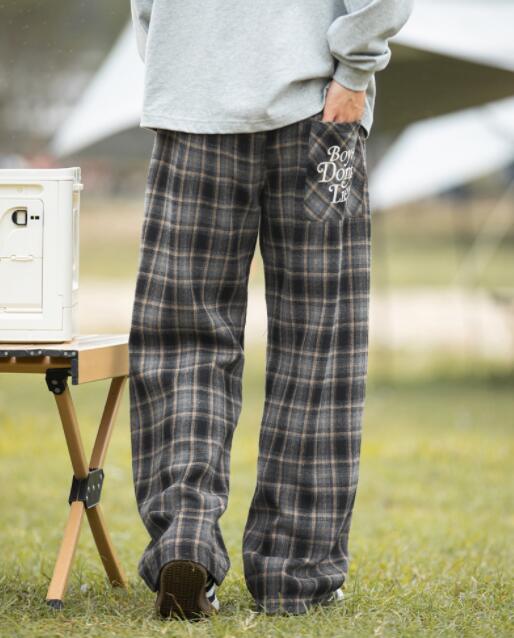 チェックパンツ メンズ チェック柄 ワイドパンツ ゆったりボトムス