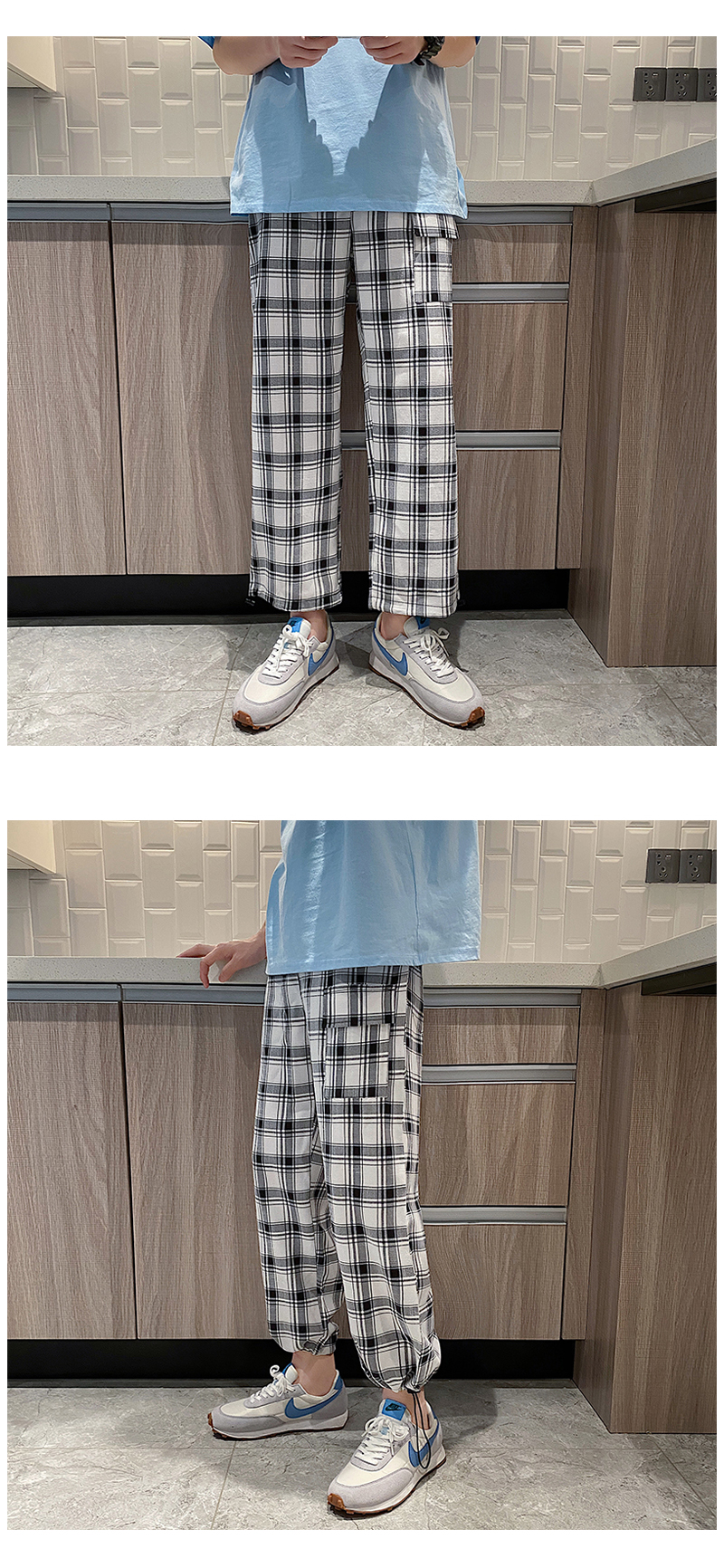 チェックパンツ チェックパンツ 伝統格子模様ジョガーパンツ
