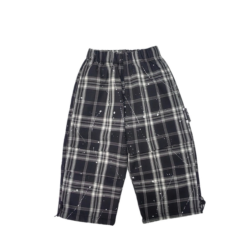チェックパンツ キッズ タータンチェック裏起毛パンツ モノトーン