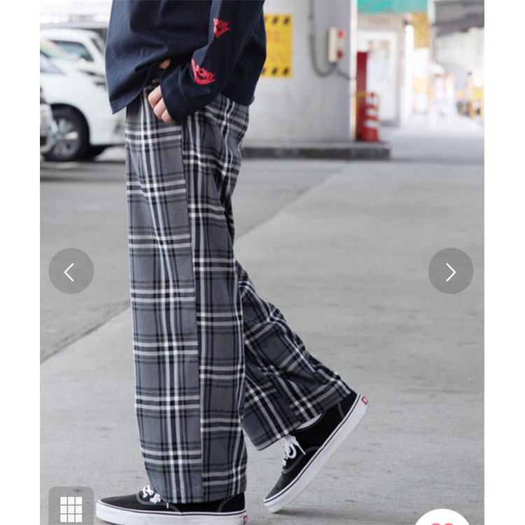 チェックパンツ クラシック タータンワイドパンツ
