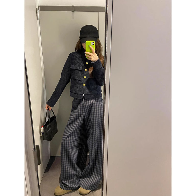 チェックパンツ　ワイドシルエット